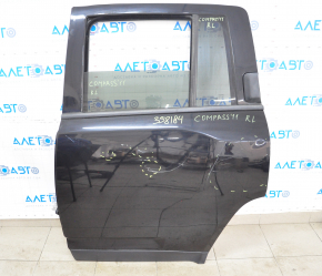 Door assembly rear left Jeep Compass 11-16 black PX8, mechanical window lifter, dented, bumps