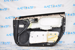 Door trim card front left Toyota Avalon 13-15 black with gray insert leather, armrest blue leather, scratches, worn armrest