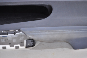 Door trim card front left Toyota Avalon 13-15 black with gray insert leather, armrest blue leather, scratches, worn armrest