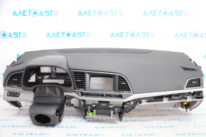 Torpedo front panel without AIRBAG Hyundai Elantra AD 17-20 prerest black with gray inserts useful chrome