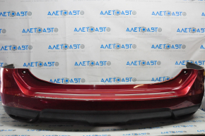 Rear bumper bare Nissan Rogue 14-16 red, pressed, fastening torn