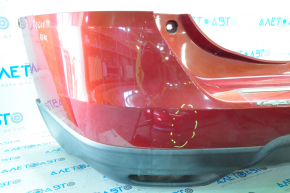 Rear bumper bare Nissan Rogue 14-16 red, pressed, fastening torn