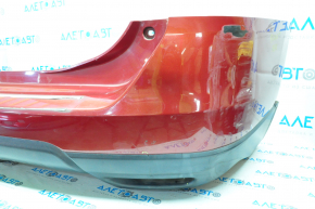 Rear bumper bare Nissan Rogue 14-16 red, pressed, fastening torn