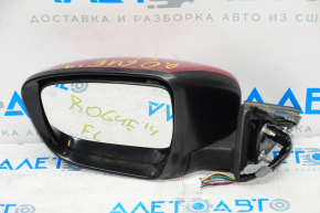 Side mirror left complete Nissan Rogue 14-16 11 pins, camera, turn, heating, red, scratches