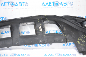 Front bumper lip Honda CRV 12-14 pre-restoration missing fragment on the left, tears, dented, broken fasteners