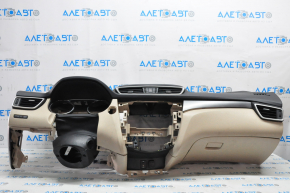 Torpedo front panel with AIRBAG Nissan Rogue 14-20 beige, with glove compartment without overlay, scratches