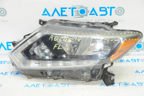 Headlight front left Nissan Rogue 14-16 halogen for polishing, without turn signal socket