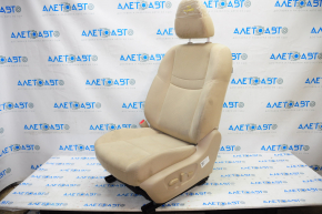 Driver's seat Nissan Rogue 14-16 without airbag, electric, beige cloth, dry-cleanable, scratches