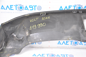The lip of the rear bumper of the Chevrolet Volt 11-15 is dented, the fasteners are broken, it is filed