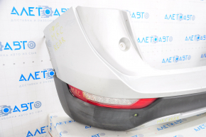 Rear bumper complete Lincoln MKC 15-19 with lights and parking sensors, silver, dented at the bottom