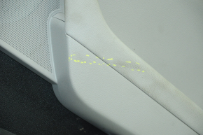 Door trim card rear right Hyundai Sonata 15-17 black with gray insert plastic, armrest leather, gray molding structure, scratches