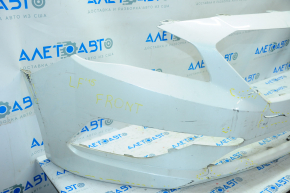 Front bare bumper Hyundai Sonata 15-17 SE white, tears, broken mount, dents, scratches