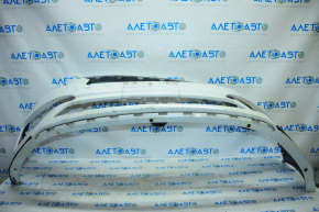 Front bare bumper Hyundai Sonata 15-17 SE white, tears, broken mount, dents, scratches
