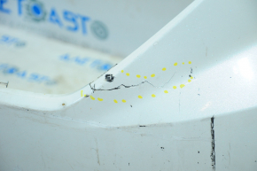 Front bare bumper Hyundai Sonata 15-17 SE white, tears, broken mount, dents, scratches