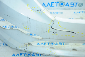 Front bare bumper Hyundai Sonata 15-17 SE white, tears, broken mount, dents, scratches