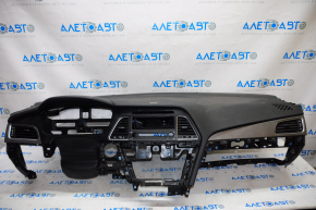 Torpedo front panel with AIRBAG Hyundai Sonata 15-17 gray overlays, rusty pyropatron