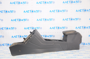 Central console armrest and cup holders VW Tiguan 18-20 leather black, leather defect, scratches, water damage