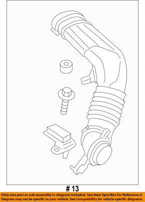 Ford Escape MK3 13-13 2.0T Air Duct from Filter, Two Pieces, Without Sensor Housing