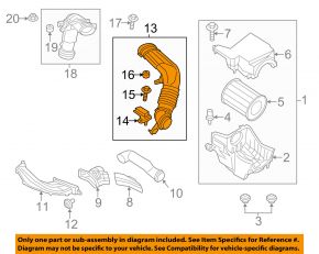 Ford Escape MK3 13-13 2.0T Air Duct from Filter, Two Pieces, Without Sensor Housing
