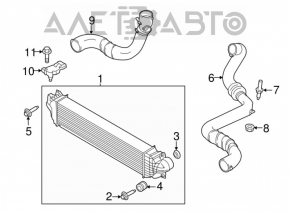 Rubber part of the intercooler pipe for the left Lincoln MKZ 13-16 2.0T