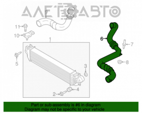 Intercooler pipe left Lincoln MKZ 13-16 2.0T rear rubber