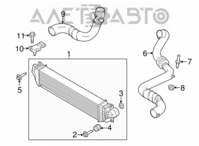 Intercooler pipe left Lincoln MKZ 13-16 2.0T rear rubber