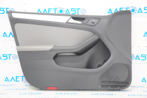 Door trim card front left VW Jetta 11-16 USA, black with gray chrome insert