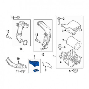 Air duct Ford Escape MK3 13-19 1.6T, 2.5 from the air intake