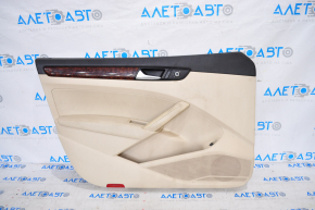 Door trim card front left VW Passat b7 12-15 USA beige, wood insert, broken fastener