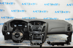 Torpedo front panel without AIRBAG Ford Focus mk3 15-18 rest, broken glove compartment bar, broken air duct, scratches, water damage