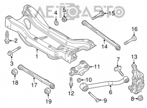 Rear left transverse control arm rear Fiat 500X 16- FWD cracked silent blocks