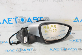 Right side mirror complete VW Passat b8 16-19 USA 5 pins, turn signal, silver, broken turn signal