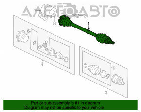 Drive axle shaft front left VW Passat b7 12-15 USA 2.0TDI, torn boot