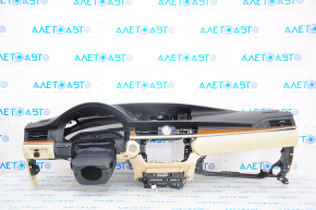 Torpedo front panel with AIRBAG Lexus ES300h ES350 13-18 black with beige overlays