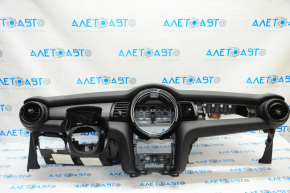 Torpedo front panel with AIRBAG Mini Cooper F56 3d 14-19 black, pillow outline visible, rusty pyropatron
