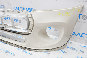 Bare front bumper Mini Cooper F56 3d 14-21 pre-rest, white 850, tear of fasteners, torn, scuffs