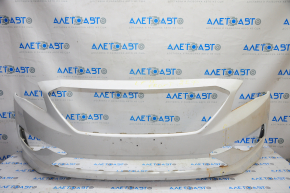 Front bumper bare Hyundai Sonata 15-17 SE white W8, broken fastener, pressed, scratches