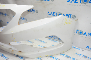 Front bumper bare Hyundai Sonata 15-17 SE white W8, broken fastener, pressed, scratches