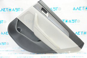 Door trim card rear right Hyundai Sonata 15-17 black with gray insert plastic, armrest leather, gray molding structure