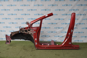Front left quarter Toyota Prius 30 10-15 red, with central pillar, painted, dent