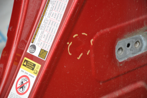 Front left quarter Toyota Prius 30 10-15 red, with central pillar, painted, dent