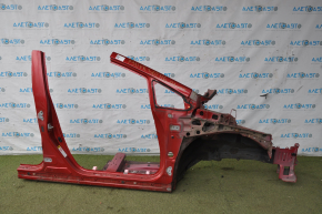 Front right quarter Toyota Prius 30 10-15 red, with central pillar, painted