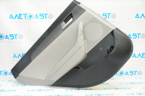Door trim card rear left Hyundai Sonata 15-17 black with gray insert plastic, armrest leather, gray molding structure