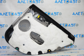 Door trim card rear left Hyundai Sonata 15-17 black with gray insert plastic, armrest leather, gray molding structure