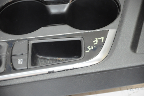 Overlay on the center console cup holder Hyundai Sonata 15-17 gray, chrome finish