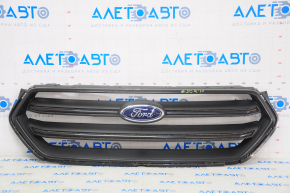 Radiator grill grill Ford Escape MK3 17-19 rest black, gloss, with emblem, scratch on emblem