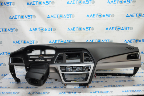Dashboard front panel with AIRBAG Hyundai Sonata 15-17 gray overlays