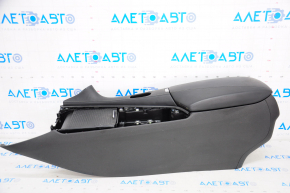 Central console armrest and cup holders Infiniti QX50 19-20 leather black, for climate control 2 rows, scratch