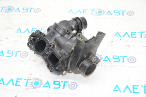 Cooling pump with thermostat housing assembly VW Tiguan 09-17 plastic, housing defect