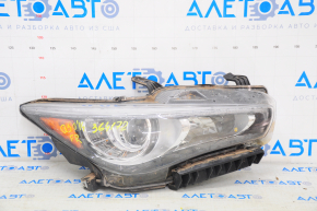Headlight front right complete Infiniti Q50 14-19 without AFS, LED with lower mount and bracket, water damage